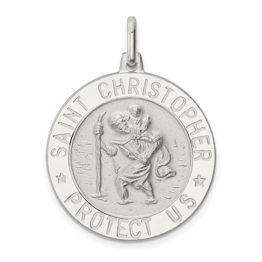 925 Sterling Silver St. Christopher Medal Engravable Charm Pendant Jewelry Gifts (Length 1.29" Width 0.98")