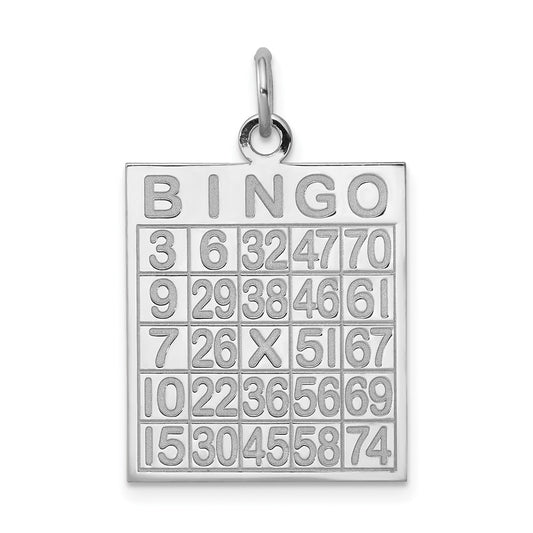 925 Sterling Silver Bingo Card Polished Engravable Charm Pendant Jewelry Gifts (Length 1.05" Width 0.7")