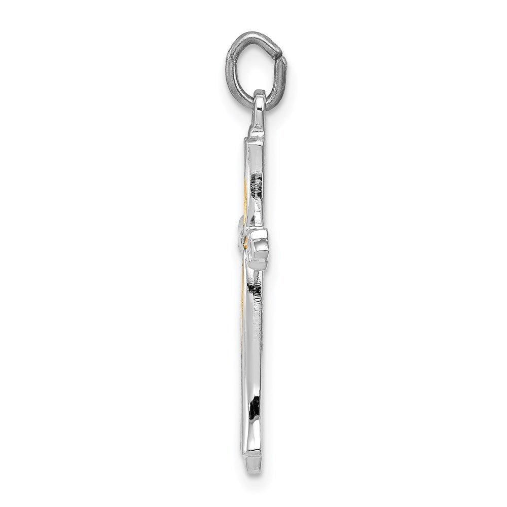 925 Sterling Silver and Vermeil Crucifix CrossEngravable Charm Pendant Jewelry Gifts (Length 1.01" Width 0.62")