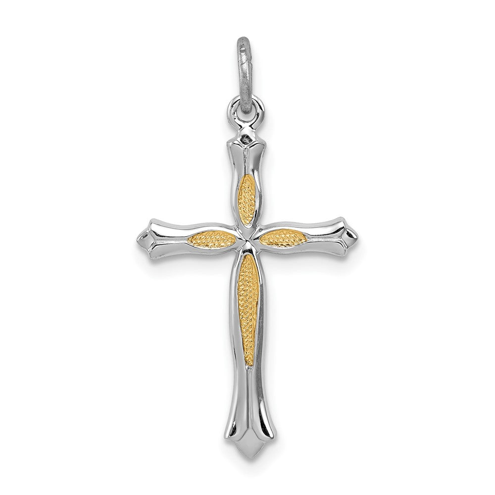 925 Sterling Silver and Vermeil Crucifix CrossEngravable Charm Pendant Jewelry Gifts (Length 1.01" Width 0.62")