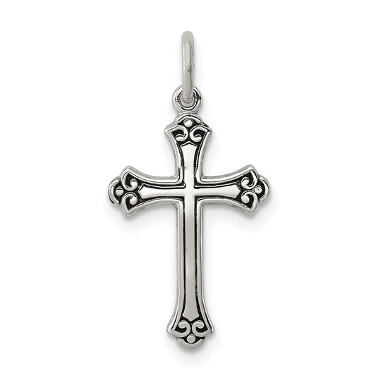 925 Sterling Silver Antiqued Crucifix CrossEngravable Charm Pendant Jewelry Gifts (Length 0.78" Width 0.47")