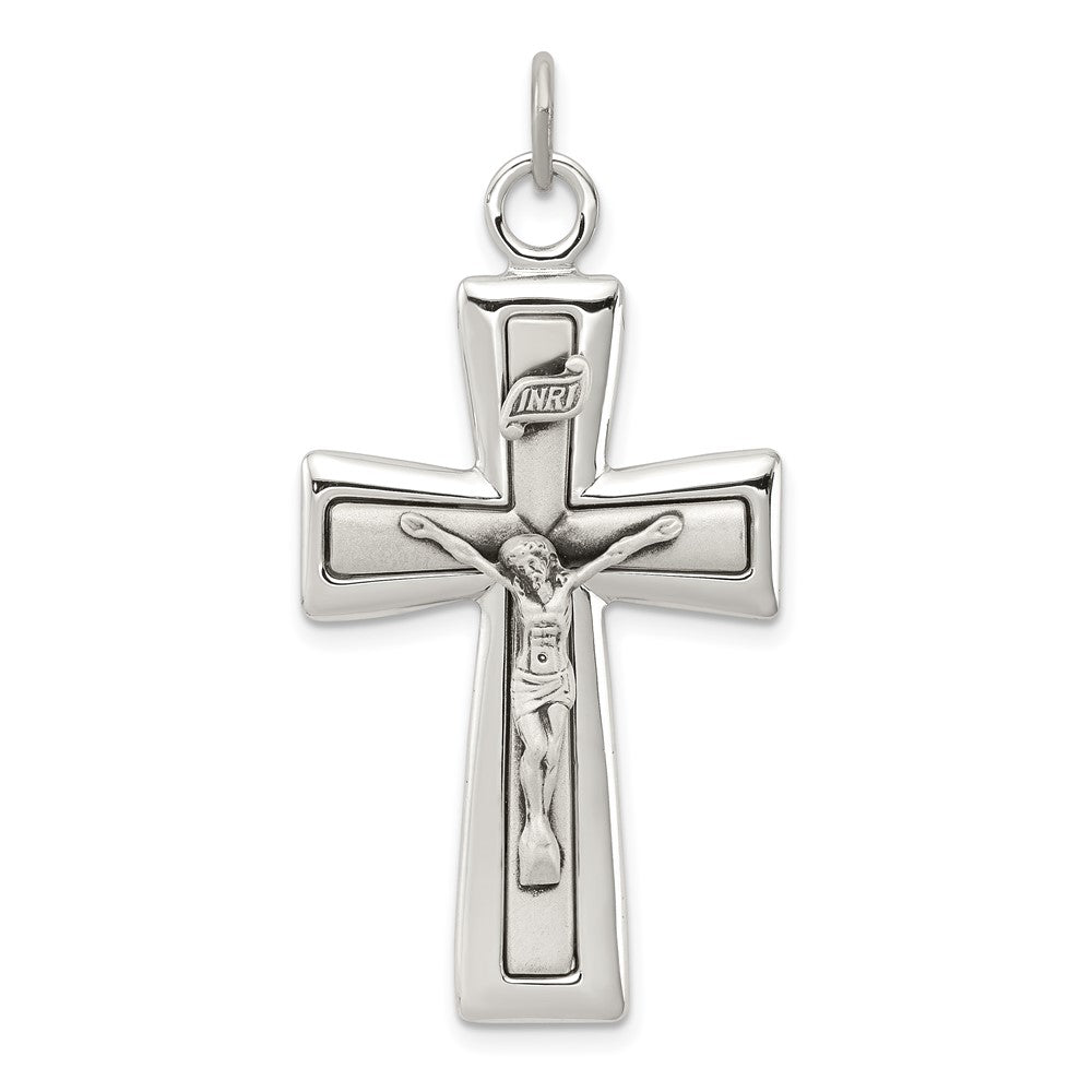 925 Sterling Silver INRI CrucifixEngravable Charm Pendant Jewelry Gifts (Length 1.6" Width 0.78")