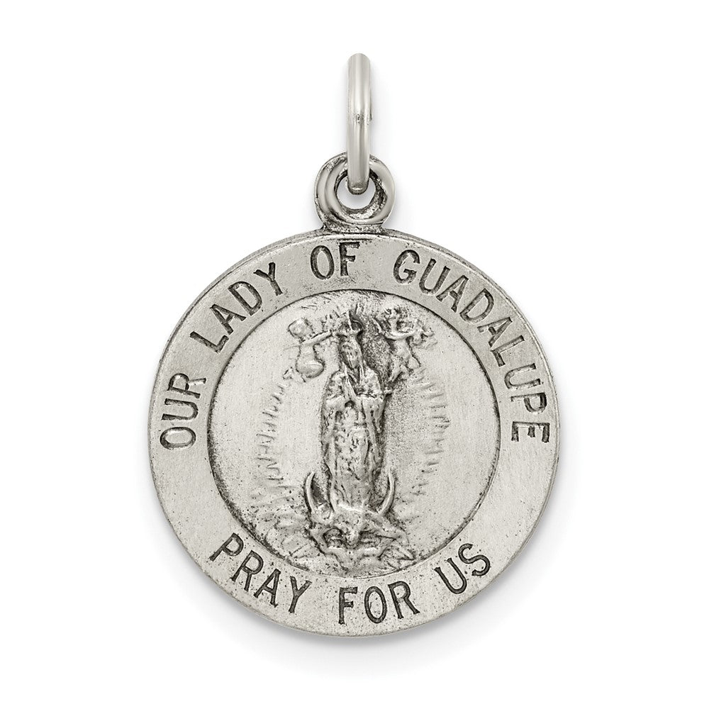 925 Sterling Silver Our Lady of Guadalupe Medal Engravable Charm Pendant Jewelry Gifts (Length 0.98" Width 0.66")