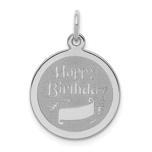 925 Sterling Silver Happy Birthday Disc Engravable Charm Pendant Jewelry Gifts (Length 0.9" Width 0.62")