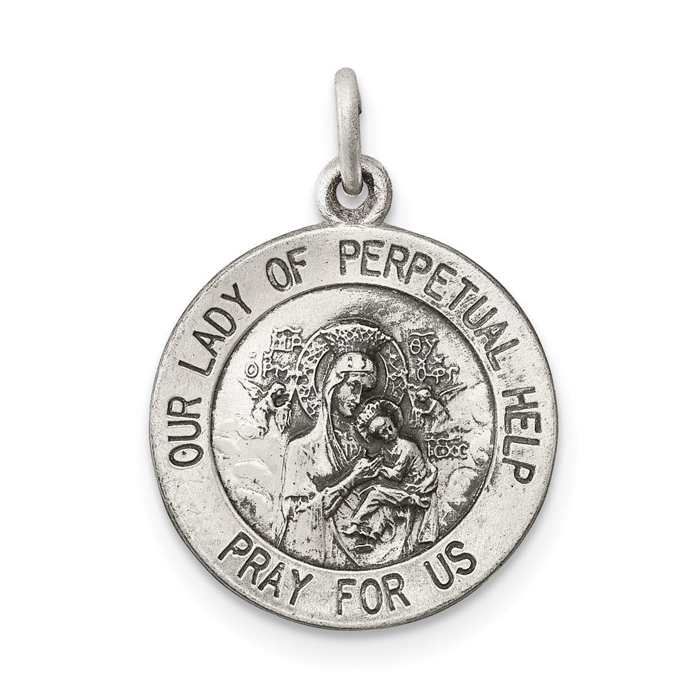 925 Sterling Silver Our Lady of Perpetual Help Medal Engravable Charm Pendant Jewelry Gifts (Length 0.78" Width 0.59")