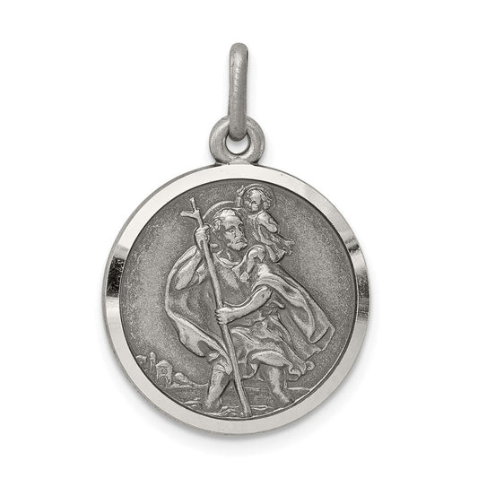 925 Sterling Silver St. Christopher Medal Engravable Charm Pendant Jewelry Gifts (Length 0.98" Width 0.78")