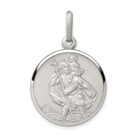 925 Sterling Silver St. Christopher Medal Engravable Charm Pendant Jewelry Gifts (Length 1.37" Width 0.98")