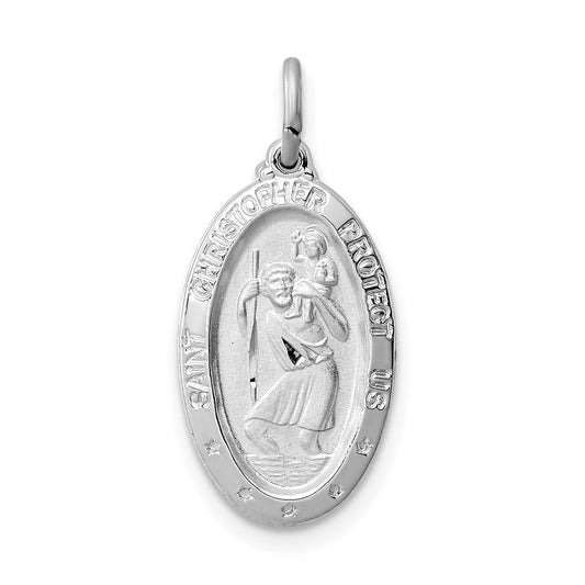 925 Sterling Silver St. Christopher Medal Engravable Charm Pendant Jewelry Gifts (Length 0.78" Width 0.39")