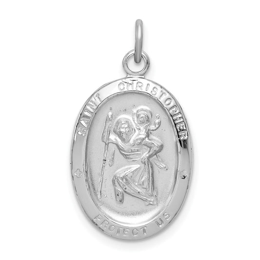 925 Sterling Silver St. Christopher Medal Engravable Charm Pendant Jewelry Gifts (Length 1.01" Width 0.59")