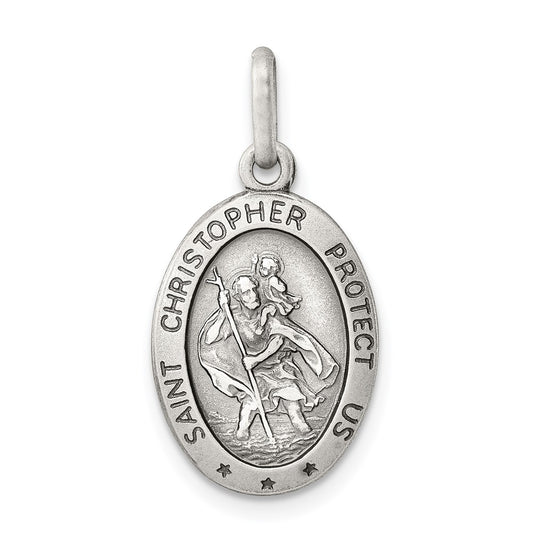 925 Sterling Silver St. Christopher Medal Engravable Charm Pendant Jewelry Gifts (Length 0.98" Width 0.47")