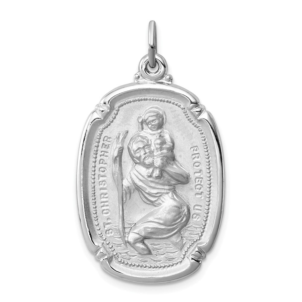 925 Sterling Silver St. Christopher Medal Engravable Charm Pendant Jewelry Gifts (Length 1.37" Width 0.78")