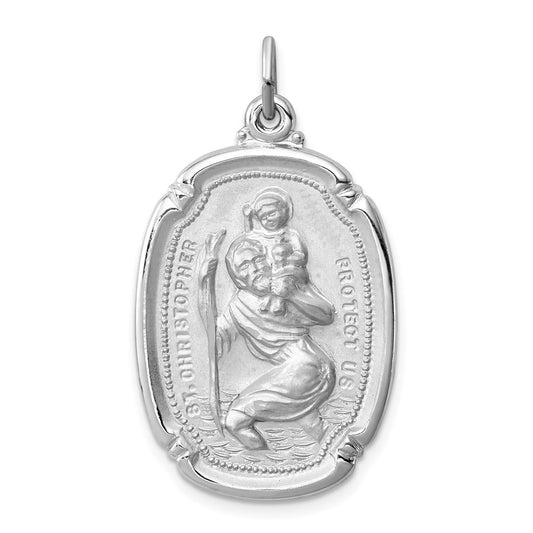 925 Sterling Silver St. Christopher Medal Engravable Charm Pendant Jewelry Gifts (Length 1.37" Width 0.78")
