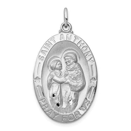 925 Sterling Silver St. Anthony Medal Engravable Charm Pendant Jewelry Gifts (Length 1.44" Width 0.86")