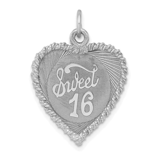 925 Sterling Silver Sweet Sixteen Disc Engravable Charm Pendant Jewelry Gifts (Length 1.13" Width 0.74")