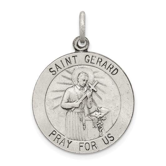925 Sterling Silver Saint Gerard Medal Engravable Charm Pendant Jewelry Gifts (Length 1.17" Width 0.86")