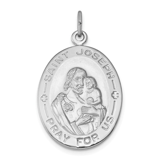 925 Sterling Silver St. Joseph Medal Engravable Charm Pendant Jewelry Gifts (Length 1.37" Width 0.82")