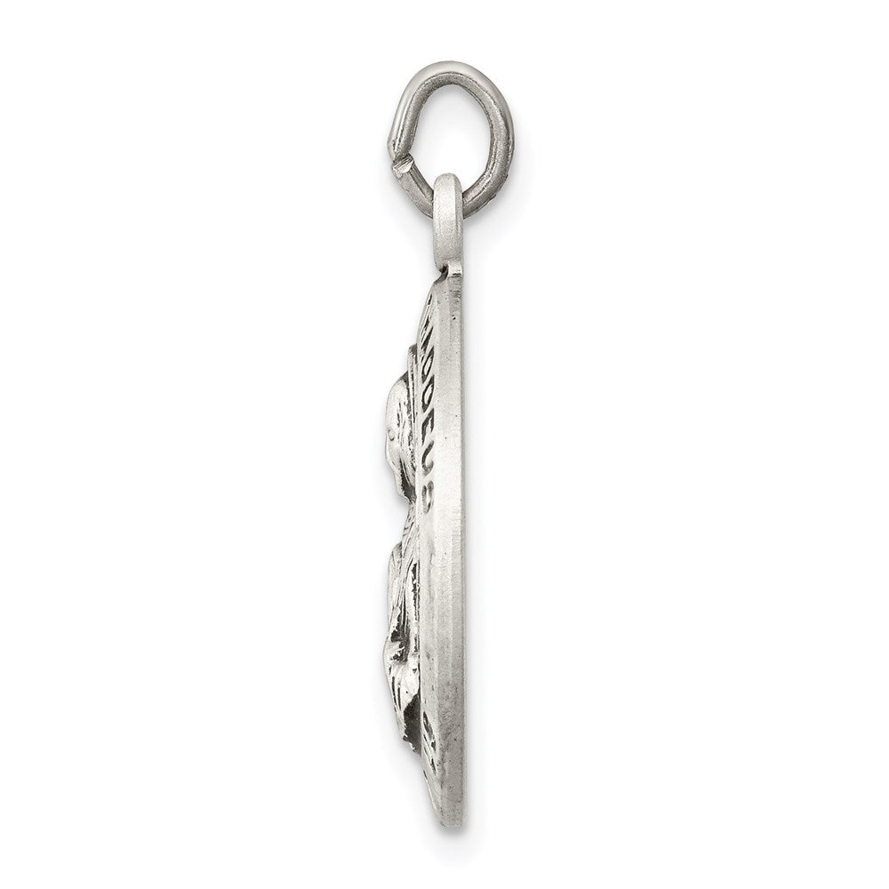 925 Sterling Silver Saint Jude Thaddeus Medal Engravable Charm Pendant Jewelry Gifts (Length 0.98" Width 0.78")