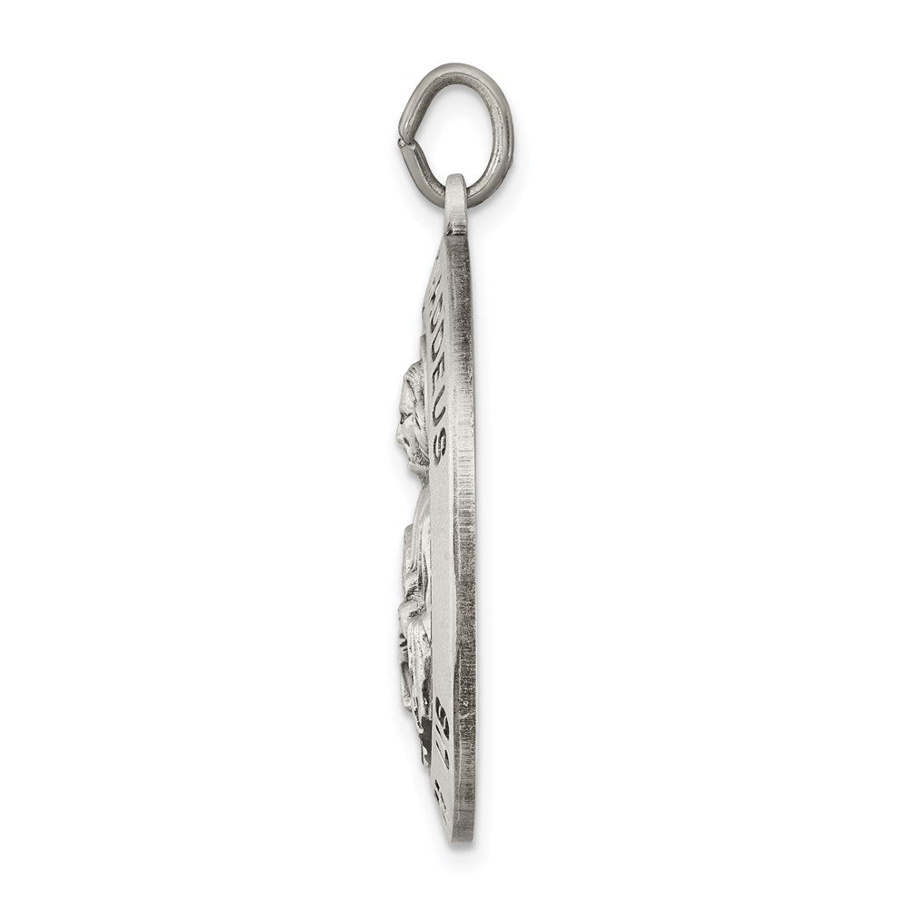 925 Sterling Silver Saint Jude Thaddeus Medal Engravable Charm Pendant Jewelry Gifts (Length 1.37" Width 0.98")