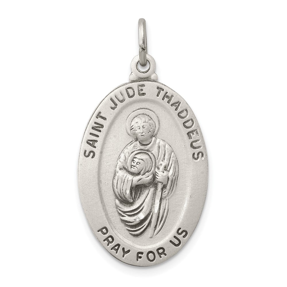 925 Sterling Silver Saint Jude Thaddeus Medal Engravable Charm Pendant Jewelry Gifts (Length 1.25" Width 0.7")