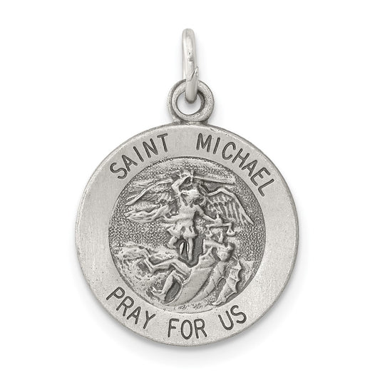 925 Sterling Silver Antiqued Saint Michael Medal Engravable Charm Pendant Jewelry Gifts (Length 0.78" Width 0.59")