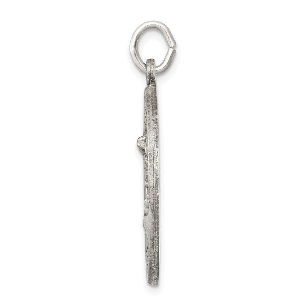 925 Sterling Silver Antiqued Saint Michael Medal Engravable Charm Pendant Jewelry Gifts (Length 1.37" Width 0.98")