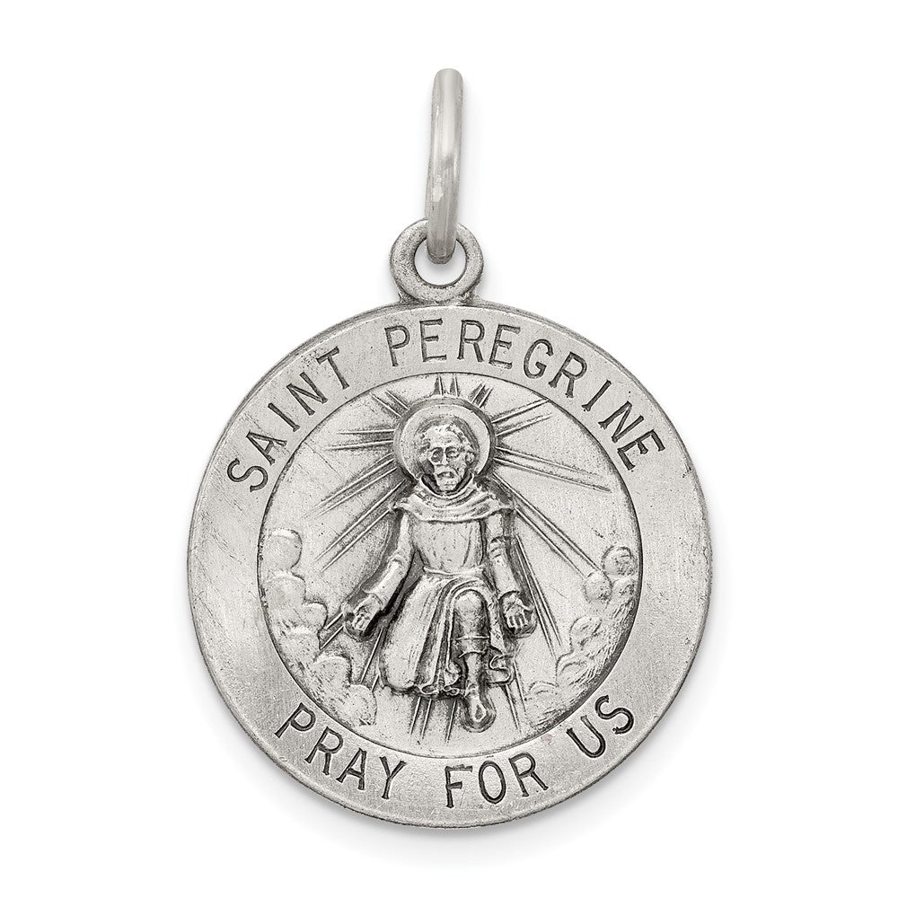 925 Sterling Silver St. Peregrine Medal Engravable Charm Pendant Jewelry Gifts (Length 1.09" Width 0.78")