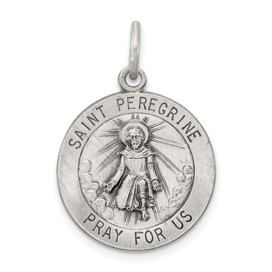 925 Sterling Silver St. Peregrine Medal Engravable Charm Pendant Jewelry Gifts (Length 1.09" Width 0.78")