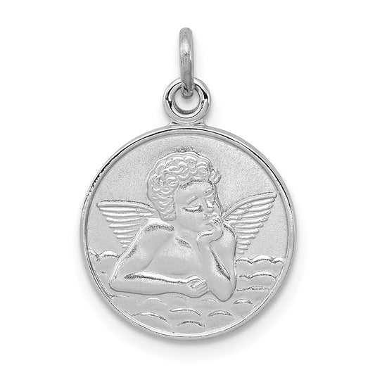 925 Sterling Silver Plain Back Angel Medal Engravable Charm Pendant Jewelry Gifts (Length 0.78" Width 0.59")