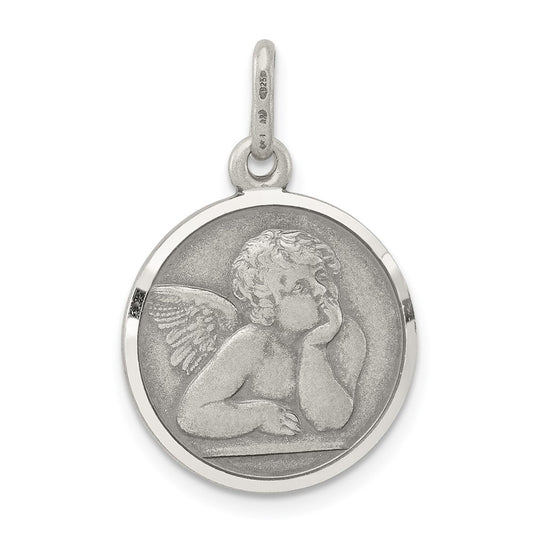 925 Sterling Silver Antiqued Raphael AngelEngravable Charm Pendant Jewelry Gifts (Length 0.78" Width 0.59")