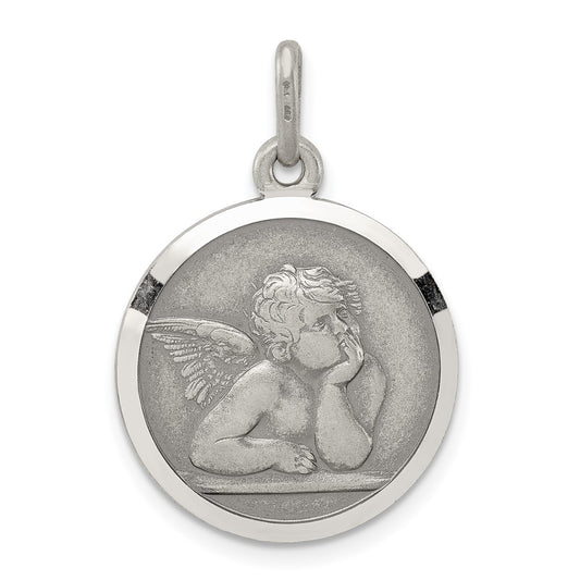 925 Sterling Silver Antiqued Raphael AngelEngravable Charm Pendant Jewelry Gifts (Length 1.01" Width 0.78")