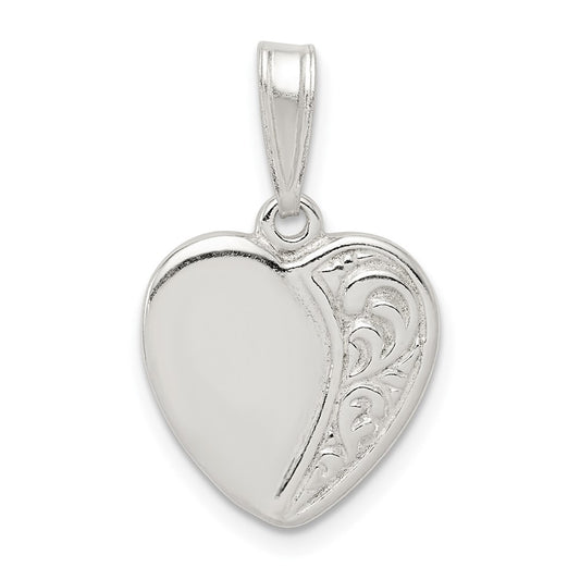 925 Sterling Silver HeartEngravable Charm Pendant Jewelry Gifts (Length 0.62" Width 0.59")