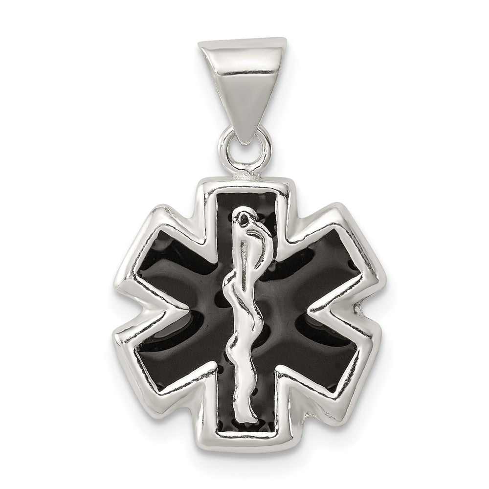 925 Sterling Silver Enameled MedicalEngravable Charm Pendant Jewelry Gifts (Length 0.66" Width 0.55")
