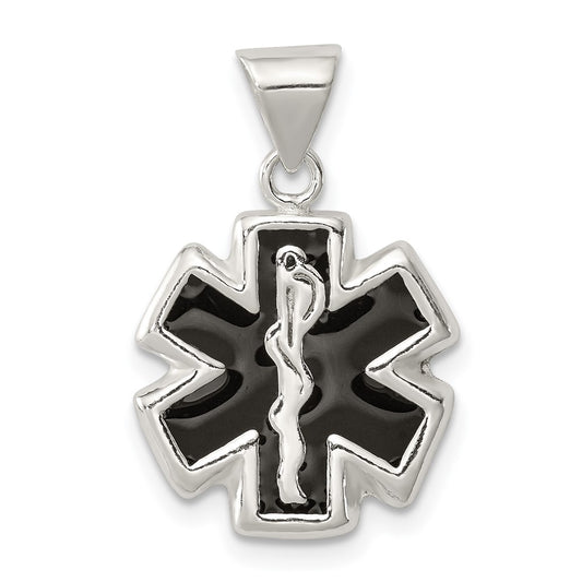 925 Sterling Silver Enameled MedicalEngravable Charm Pendant Jewelry Gifts (Length 0.66" Width 0.55")
