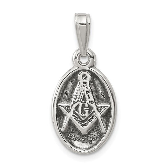 925 Sterling Silver Antiqued MasonicEngravable Charm Pendant Jewelry Gifts (Length 0.78" Width 0.45")