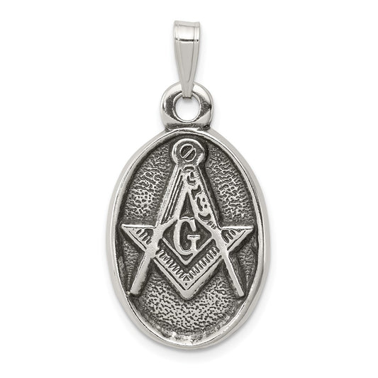 925 Sterling Silver Antiqued MasonicEngravable Charm Pendant Jewelry Gifts (Length 1.09" Width 0.62")