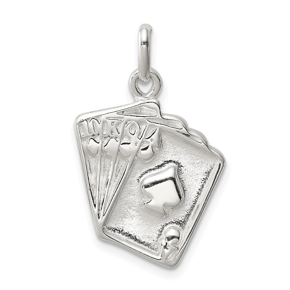 925 Sterling Silver Playing Card'sEngravable Charm Pendant Jewelry Gifts (Length 0.98" Width 0.66")
