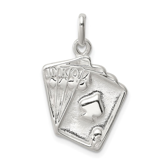 925 Sterling Silver Playing Card'sEngravable Charm Pendant Jewelry Gifts (Length 0.98" Width 0.66")