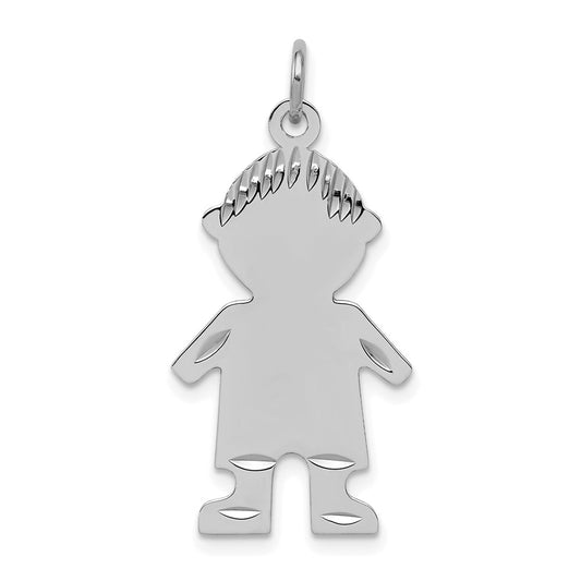 925 Sterling Silver Boy Polished Disc Engravable Charm Pendant Jewelry Gifts (Length 1.25" Width 0.62")