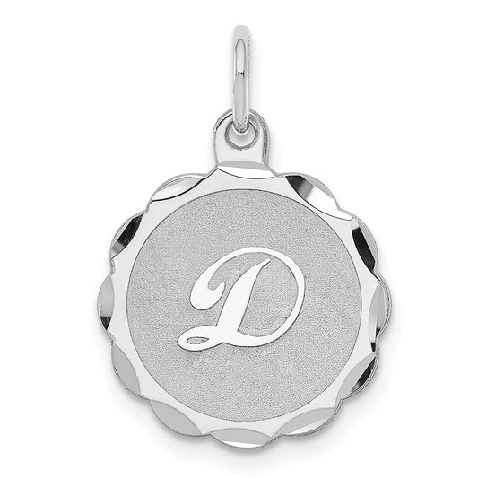 925 Sterling Silver Brocaded Letter D Initial Engravable Charm Pendant Jewelry Gifts (Length 0.86" Width 0.62")