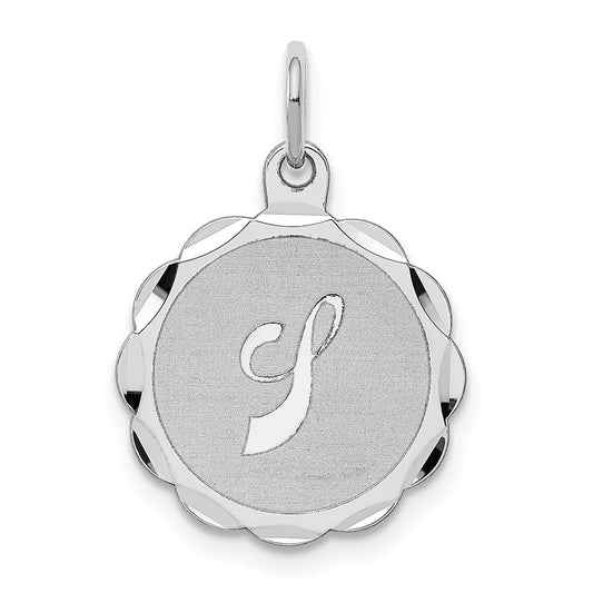 925 Sterling Silver Brocaded Letter J Initial Engravable Charm Pendant Jewelry Gifts (Length 0.86" Width 0.62")