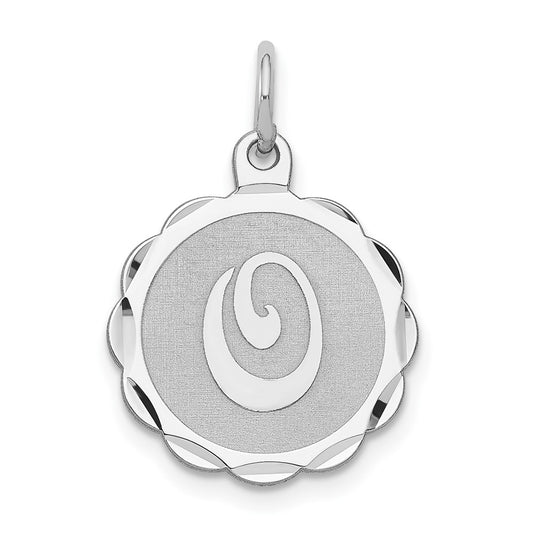 925 Sterling Silver Brocaded Letter O Initial Engravable Charm Pendant Jewelry Gifts (Length 0.86" Width 0.62")