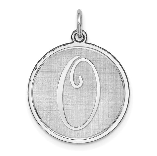 925 Sterling Silver Brocaded Letter O Initial Engravable Charm Pendant Jewelry Gifts (Length 1.05" Width 0.78")