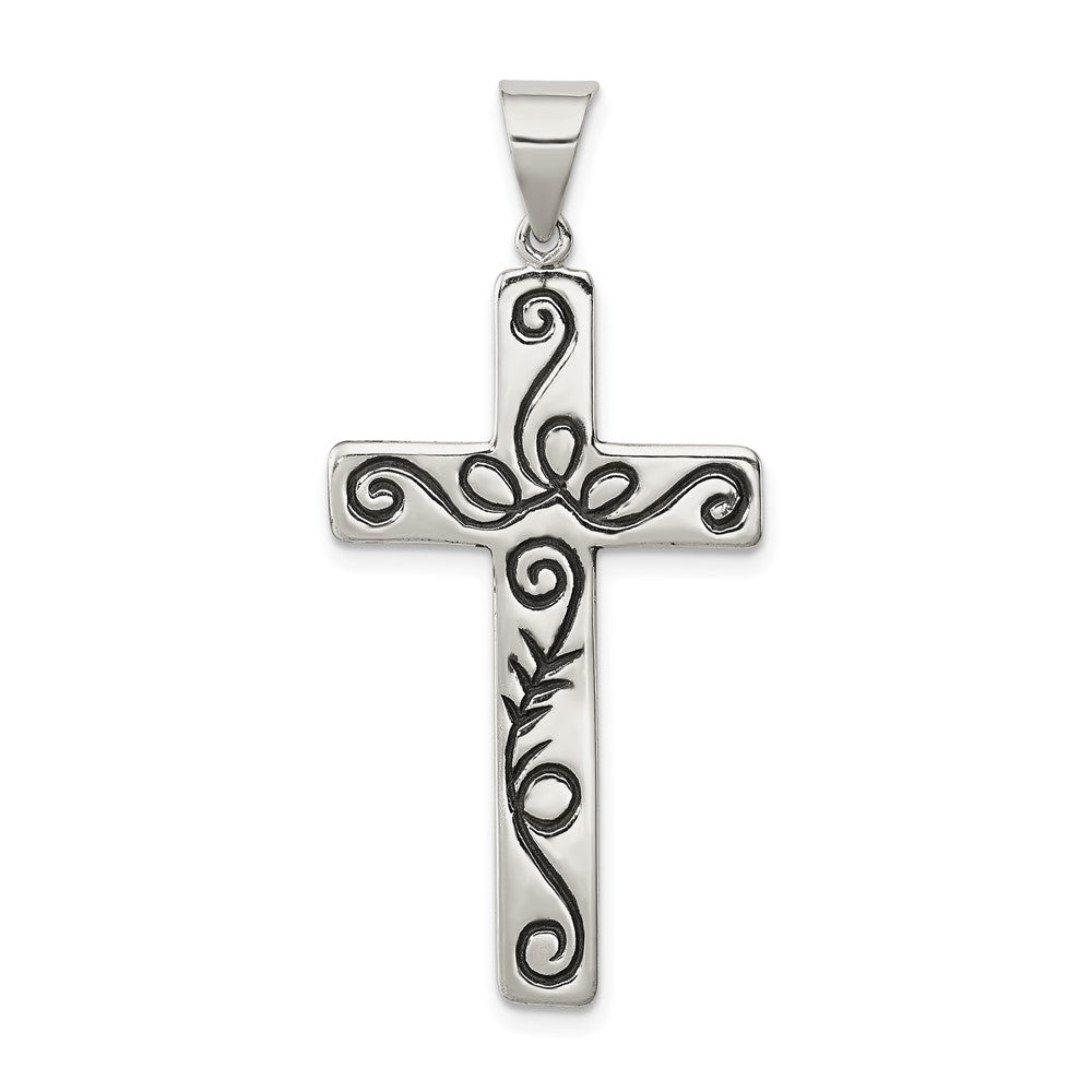 925 Sterling Silver Latin Crucifix CrossEngravable Charm Pendant Jewelry Gifts (Length 1.68" Width 0.78")