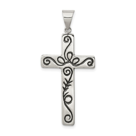 925 Sterling Silver Latin Crucifix CrossEngravable Charm Pendant Jewelry Gifts (Length 1.68" Width 0.78")