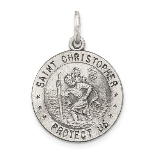 925 Sterling Silver St. Christopher Medal Engravable Charm Pendant Jewelry Gifts (Length 0.98" Width 0.78")