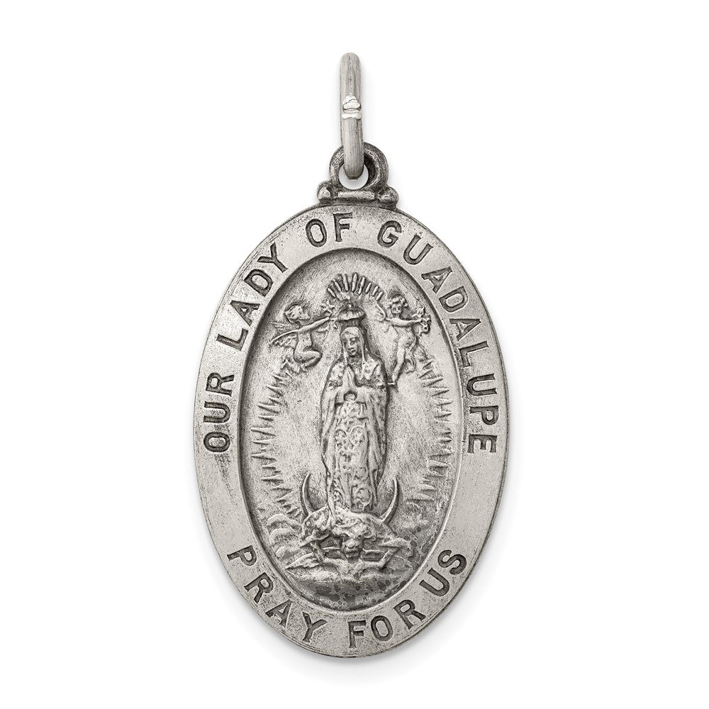 925 Sterling Silver Our Lady Of Guadalupe Medal Engravable Charm Pendant Jewelry Gifts (Length 1.21" Width 0.62")