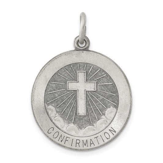 925 Sterling Silver Confirmation Medal Engravable Charm Pendant Jewelry Gifts (Length 0.98" Width 0.86")