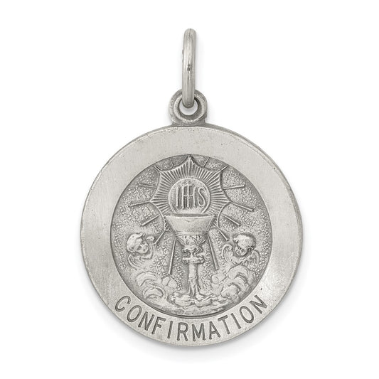 925 Sterling Silver Confirmation Medal Engravable Charm Pendant Jewelry Gifts (Length 0.78" Width 0.7")