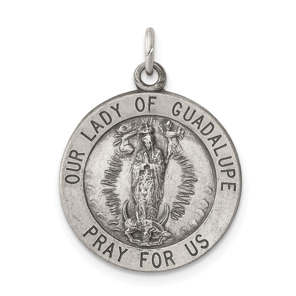 925 Sterling Silver Our Lady Of Guadalupe Medal Engravable Charm Pendant Jewelry Gifts (Length 0.9" Width 0.7")