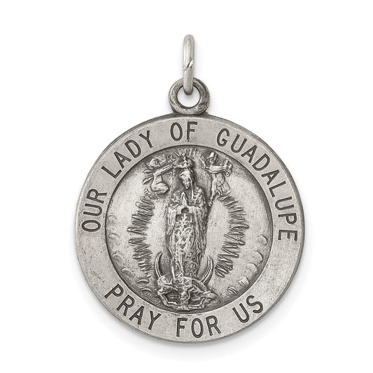 925 Sterling Silver Our Lady Of Guadalupe Medal Engravable Charm Pendant Jewelry Gifts (Length 0.9" Width 0.7")